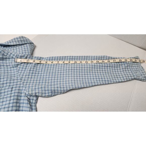 Eddie Bauer Two Tone Blue  Long Sleeve Plaid 100 % Cotton Flannel Shirt W Med - Picture 7 of 12